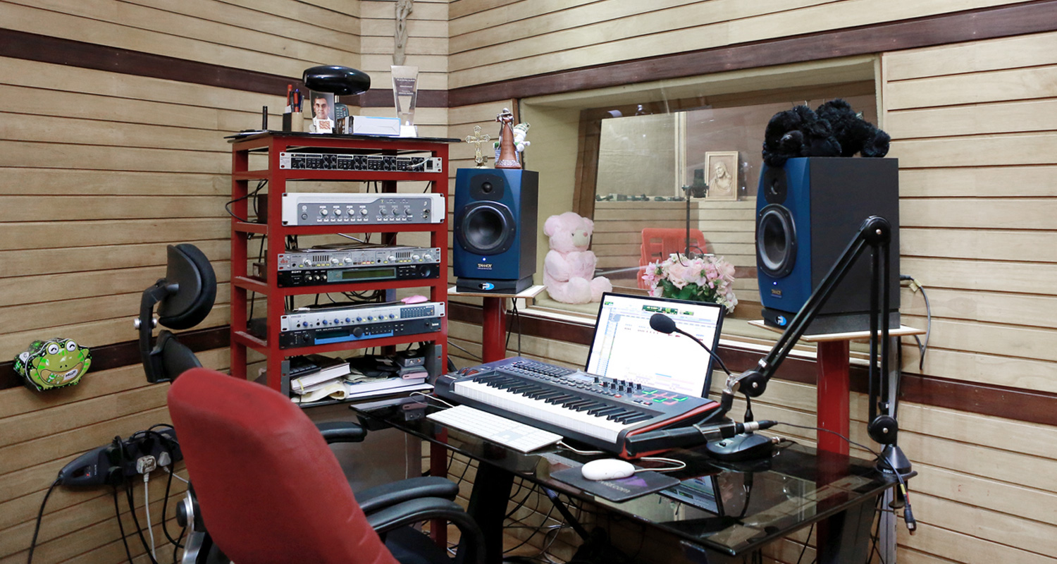 Studio C with optimistic sound recording equipments